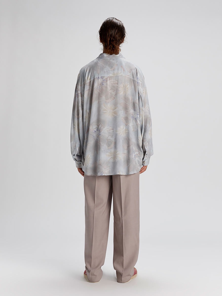 Magliano's Signature Twisted Shirt in Pale Painted Flowers Print. Javanese Print