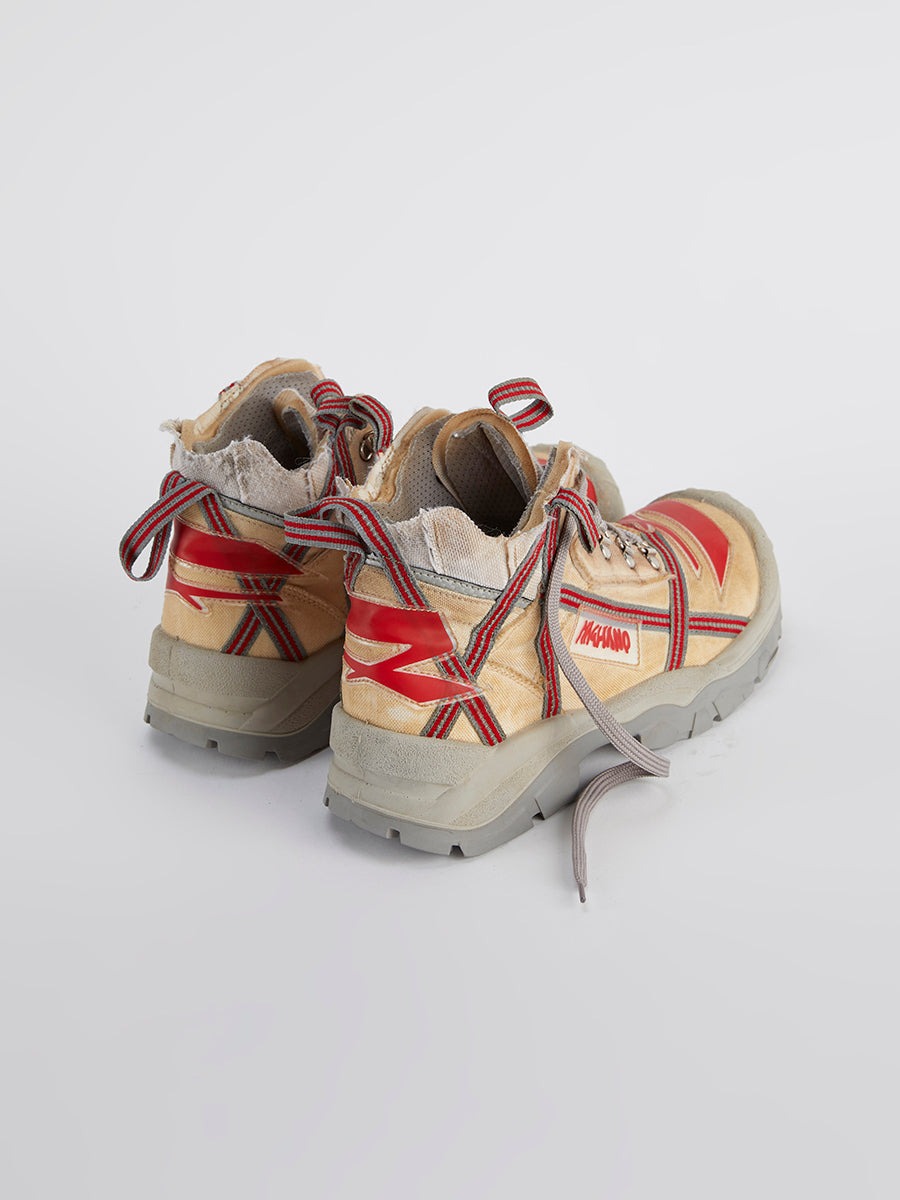 Laced Up Ankle Safety Boot In Technical Fabric With Rubber Sole.