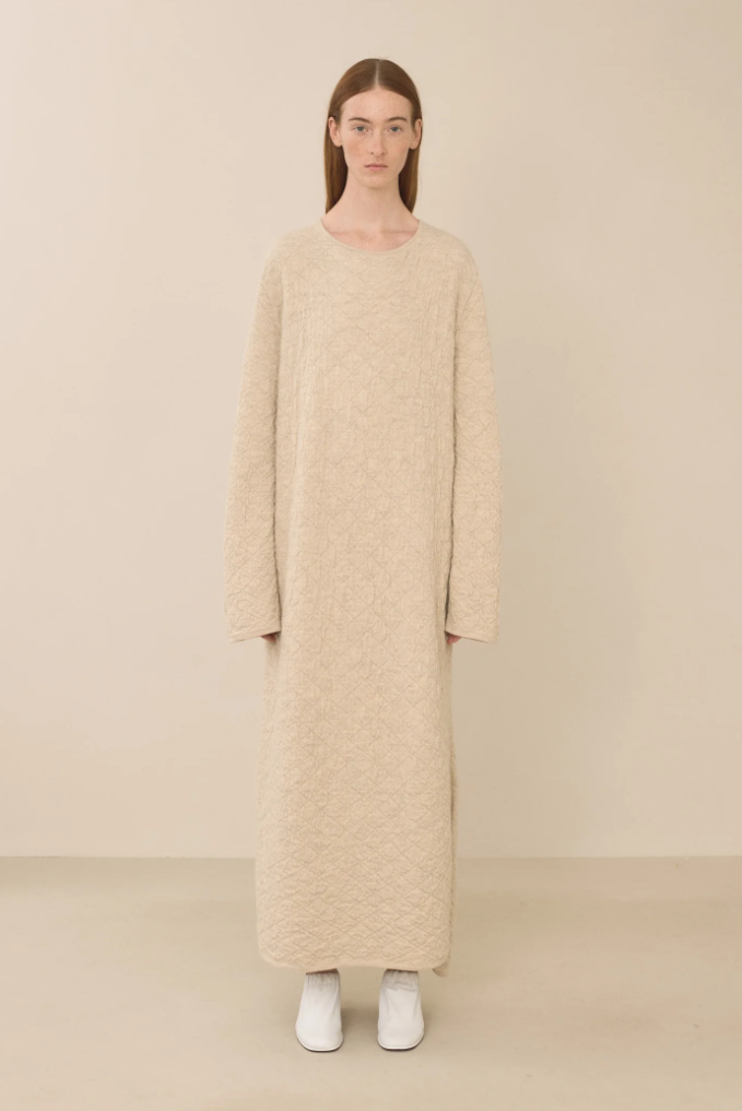 LAUREN MANOOGIAN FW24 DIAMOND QUILT DRESS DUST