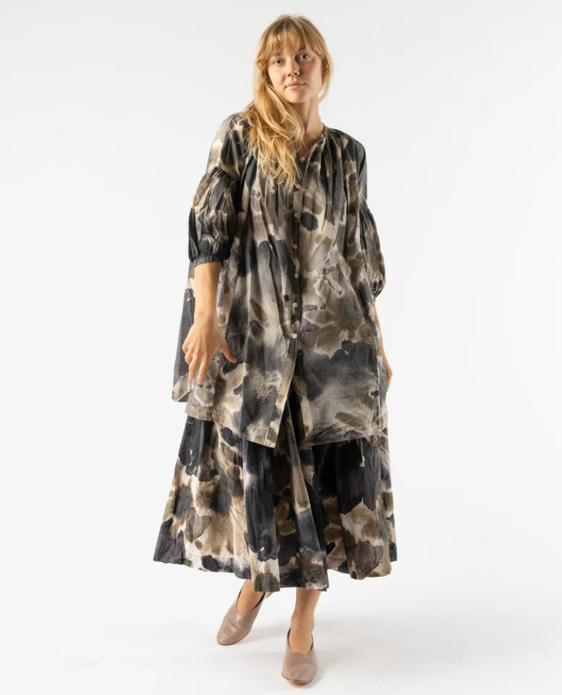 CASEY CASEY 3 by 3 Less Shirt in Light Print Blotch Khaki