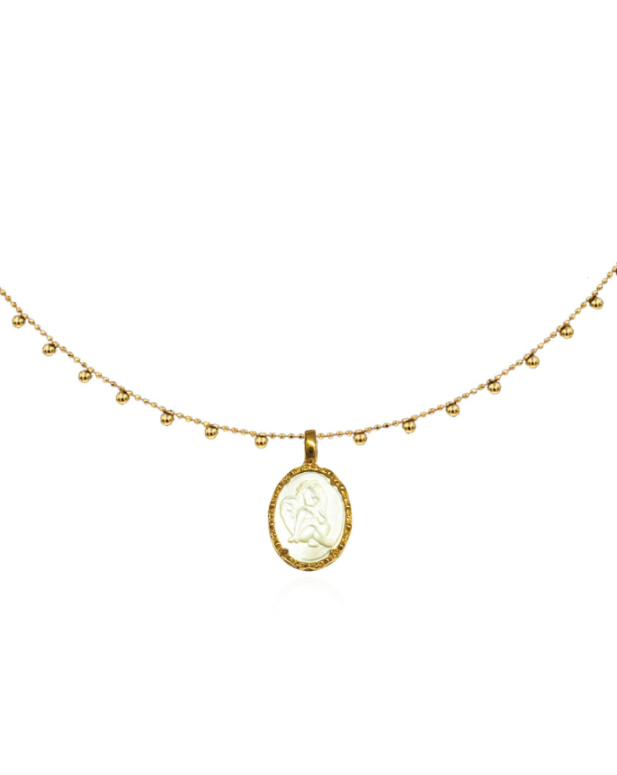 HERMINA ATHENS Eros Cameo Pearl Sylvia Necklace